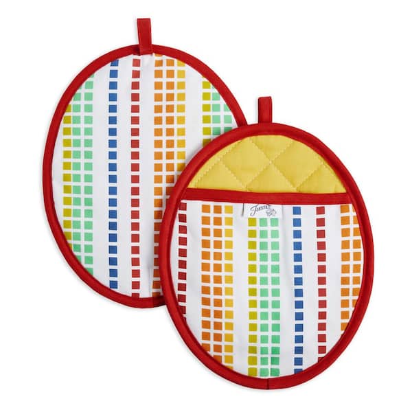 Fiesta Santa Fe Stripe Yellow/Green/Blue Oval Pot Holder Set (2-Pack)