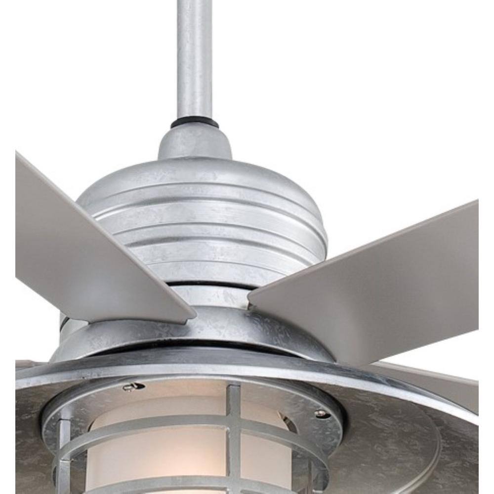 54" Galvanized Silver Industrial Ceiling Fan with LED Light and Remote