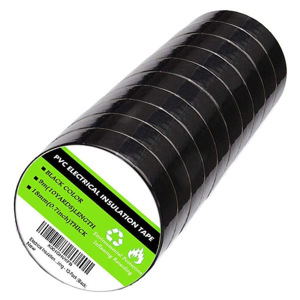 0.71 in x 60 ft Electrical Tape Black 10-Pack