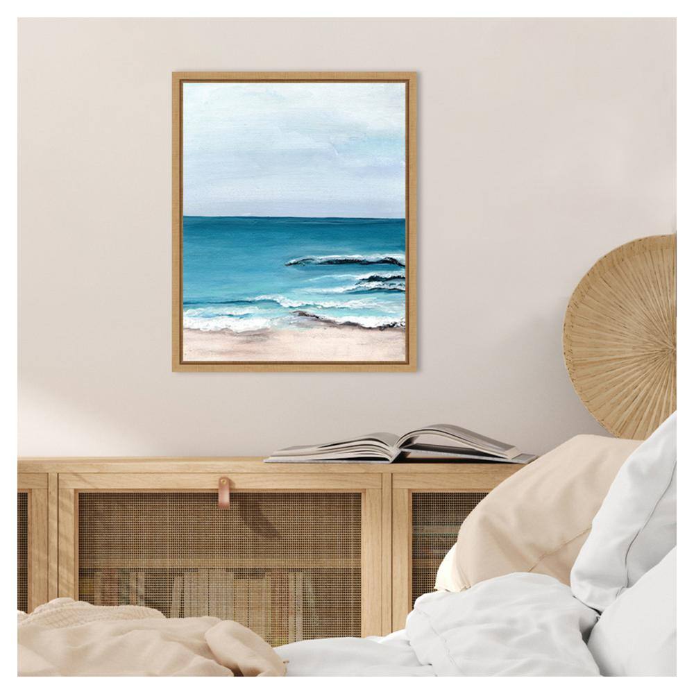 Oceanside View I Scenic Coastal Canvas Print with Maple Frame