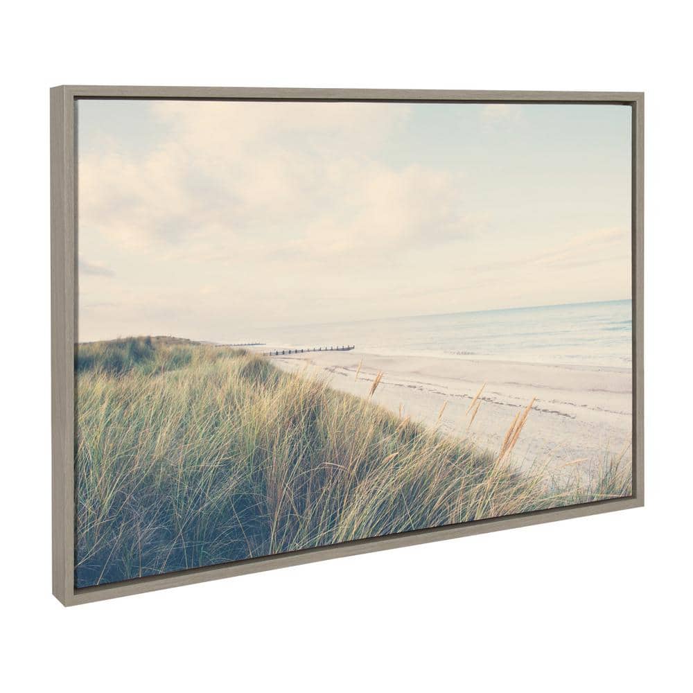 Gray Coastal Landscape Canvas Print with Polystyrene Frame