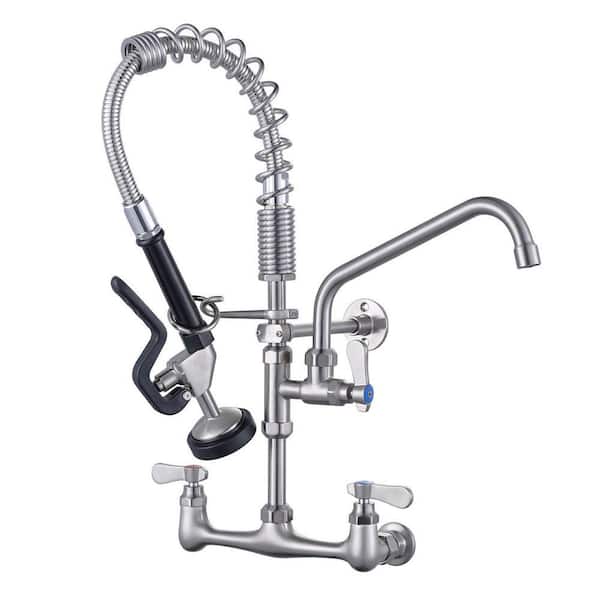 21 in. Triple Handles Pull Down Sprayer Kitchen Faucet with Advanced Spray in Nickel