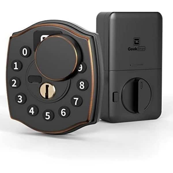 4 in 1 Smart Lock Deadbolt with App Biometric Door Knob, Keyless Entry Door Lock with keypad, IP65, in Black