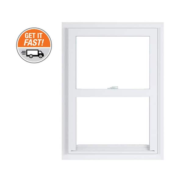 23.375 in. x 35.25 in. 50 Series White Single Hung Low-E Argon Glass Vinyl Fin Window, Screen Incl