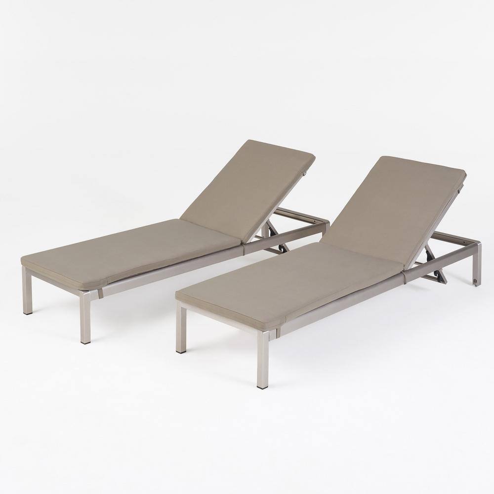 Cape Coral Silver 2-Piece Aluminum Outdoor Patio Chaise Lounge with Khaki Cushions price history on PriceWatchPro