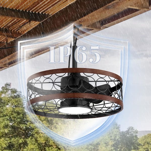 20 in. Outdoor Black 3-Color LED 6-Speed Waterproof Ceiling Fan with Lights and Remote for Porches, gazebos, patios