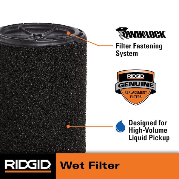 Genuine Wet Application Foam Wet Dry Vac Shop Vacuum Filter for Most 5-16 Gal. RIDGID Shop Vacuums (1-Pack) VF7000