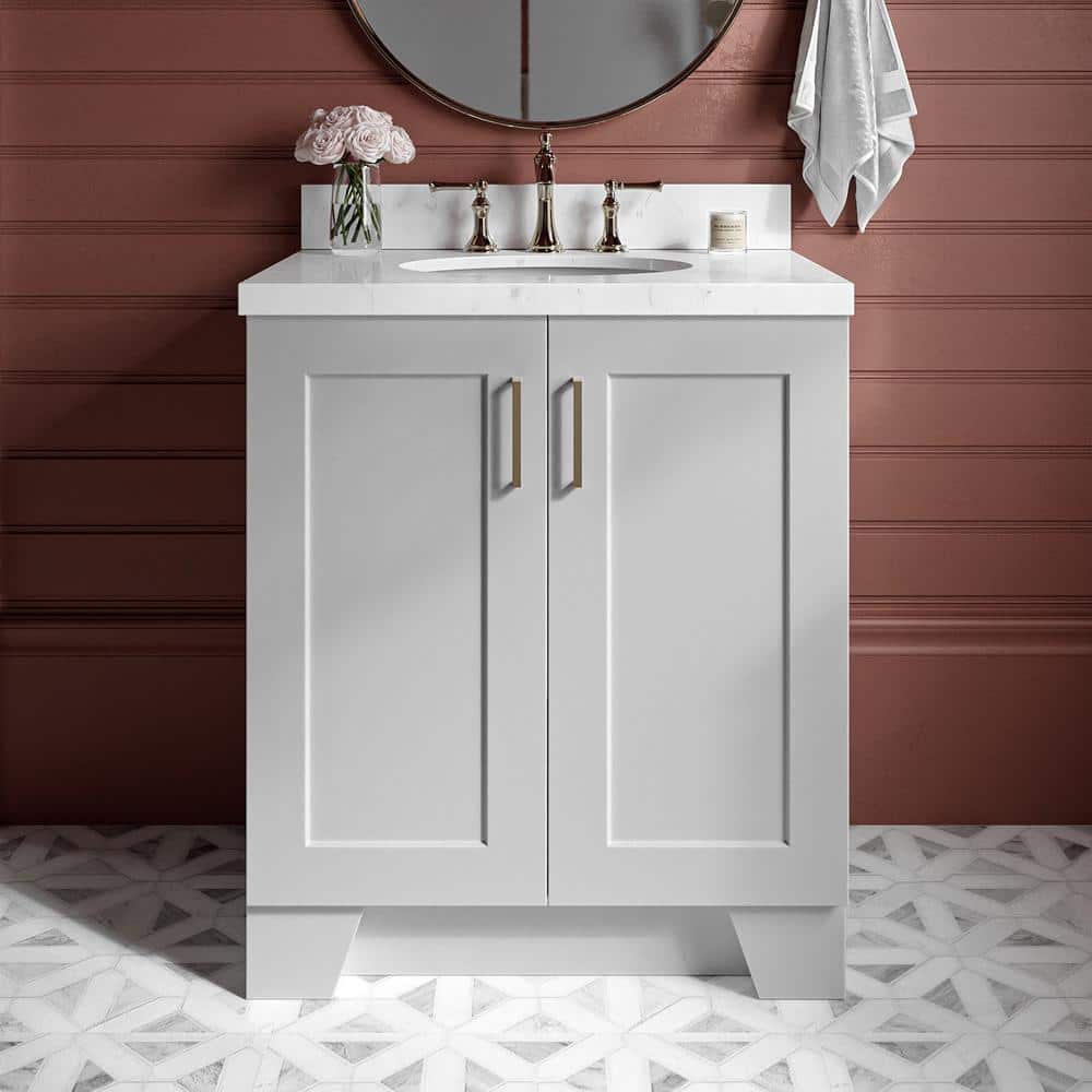 Gray Hardwood 30.25'' Single Basin Freestanding Vanity