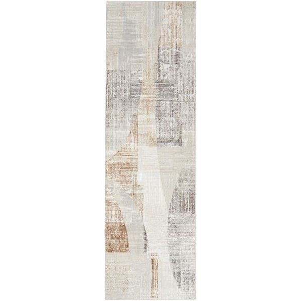 Inspire Me! Home Decor Iliana Grey 2 ft. x 8 ft. Abstract Contemporary Runner Area Rug