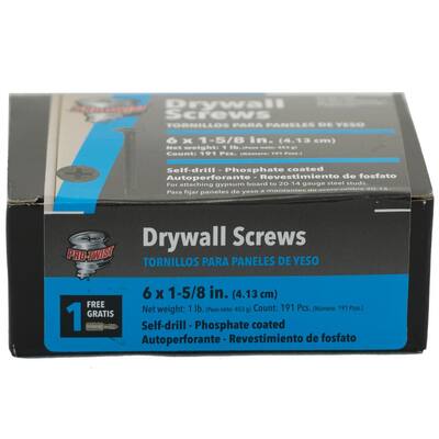 5, 000per Pack Pro-Twist SDZ158 6 by 1-5/8 Zinc Phillips Bugle-Head Self-Drilling Drywall Screws 