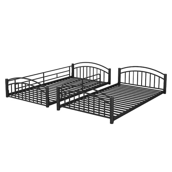 Harper & Bright Designs Black and Red Twin over Twin Metal Bunk 