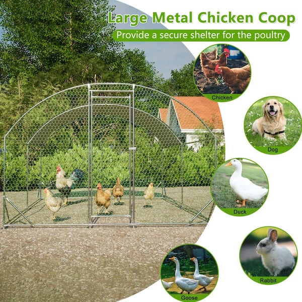 鳥小屋 Siavonce Metal Chicken Coop Run Backyard Hen House Poultry Fencing
