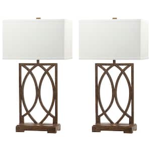 Jago 29.5 in. Antique Gold Arcs Table Lamp with White Shade (Set of 2)