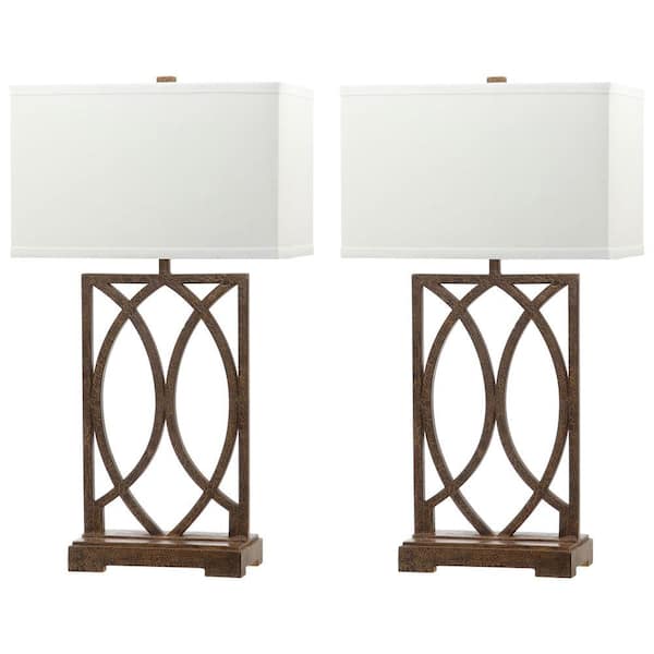 Jago 29.5 in. Antique Gold Arcs Table Lamp with White Shade (Set of 2)