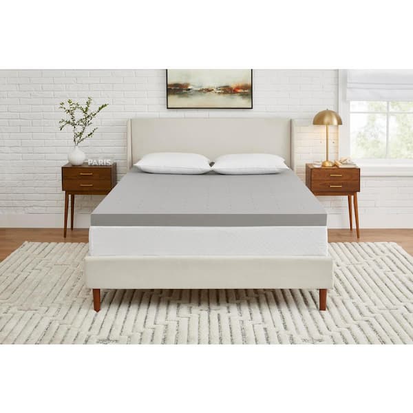 StyleWell 3 in. Twin XL Charcoal Infused Cooling Memory Foam Mattress Topper