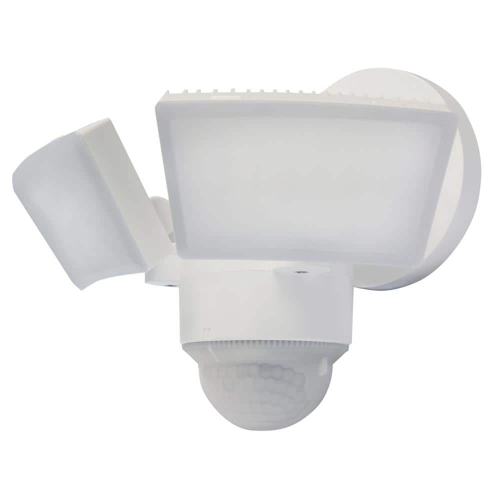 White Dual Head LED Outdoor Security Flood Light
