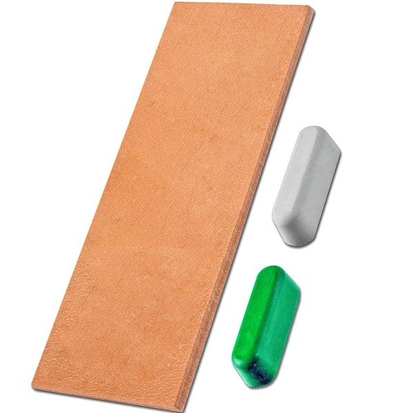 8 in. x 3 in. Double-Sided Vegetable-Tanned Leather Honing Strop with Polishing Compound for Knife