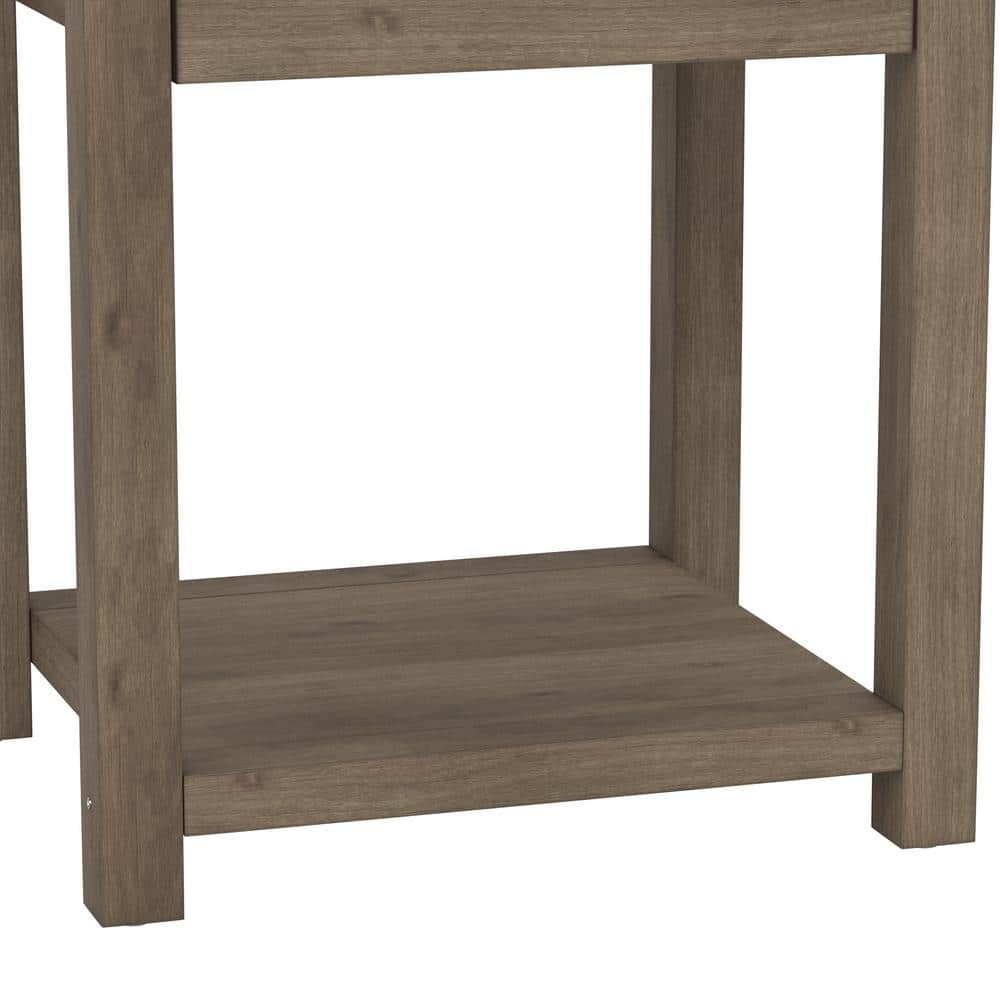 Knotty Gray Oak Rectangular Accent Table with Storage