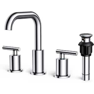 Chrome Widespread Bathroom Faucet 2-Handle, Brass Bathroom Sink Faucet Chrome with Metal -Word Bath Accessory Set