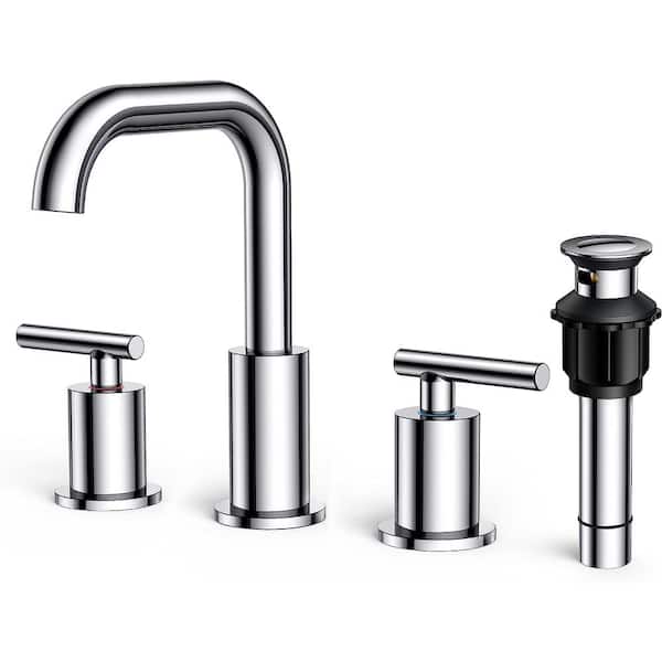 Dyiom Chrome Widespread Bathroom Faucet 2-Handle, Brass Bathroom Sink Faucet Chrome with Metal -Word Bath Accessory Set