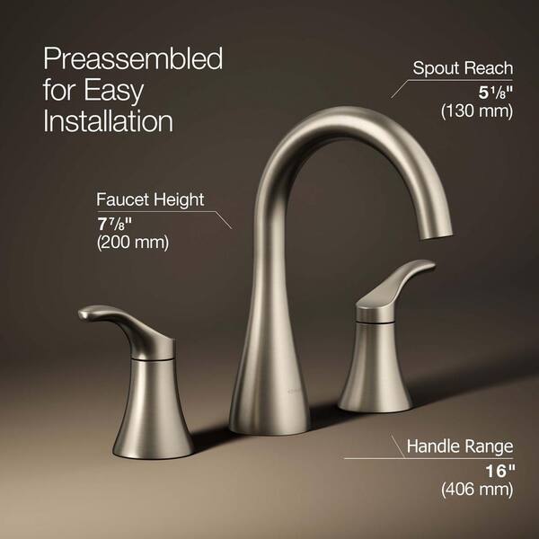 KOHLER Simplice Double-Handle 1.2 GPM 8 in. Widespread Bathroom Sink Faucet in Vibrant Brushed Nickel
