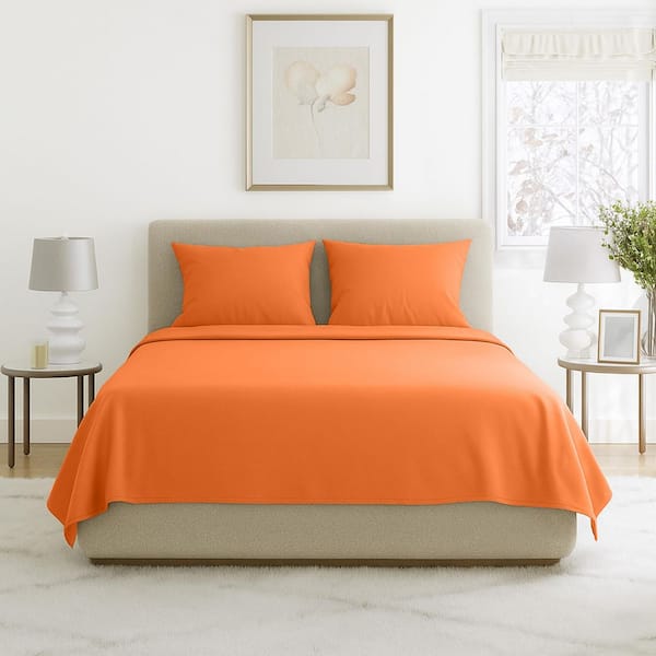 Lavish Home 4-Piece Rust Solid 75 Thread Count Polyester Queen Sheet Set