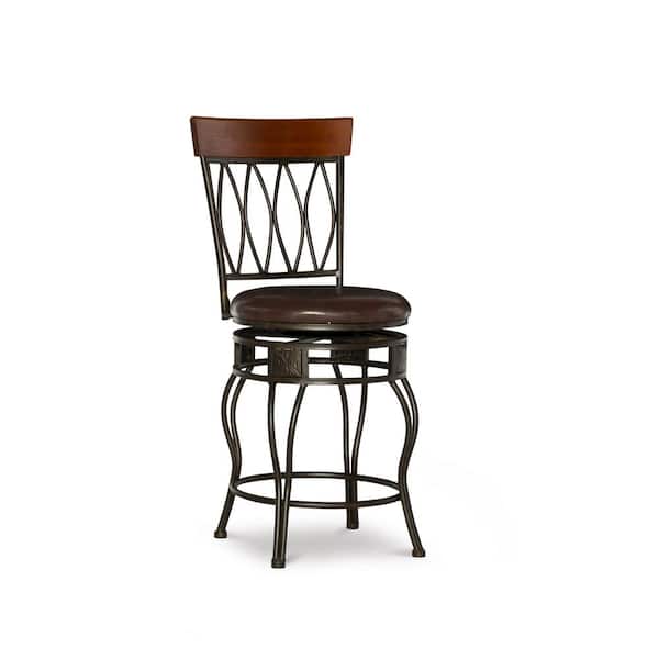 Linon Home Decor Thomas 24" Oval Back Bronze Upholstered Seating Counter stool