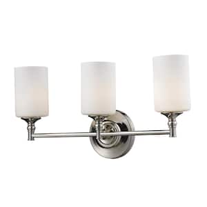 Petra 22 in. 3-Light Chrome and Matte Opal Bath Vanity Light with Matte Opal Glass
