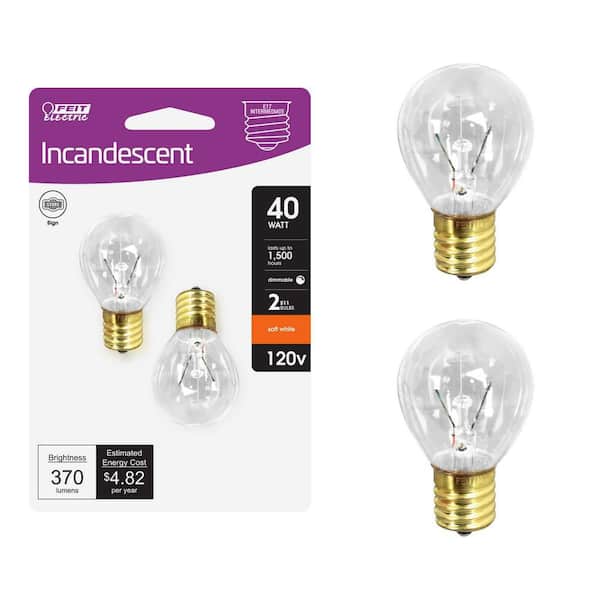 40-Watt Soft White (2700K) S11 Intermediate E17 Base Dimmable Incandescent Light Bulb (2-Pack)