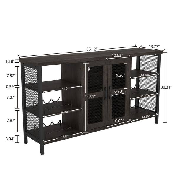 Black+ Gray Wood Wine Bar Cabinet with Storage AM921C-194 - The