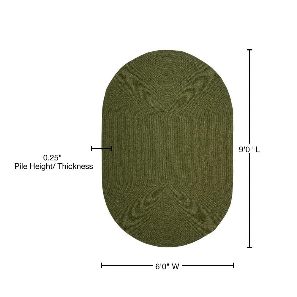 Handmade Green Oval Braided Cotton Area Rug 6' x 9'