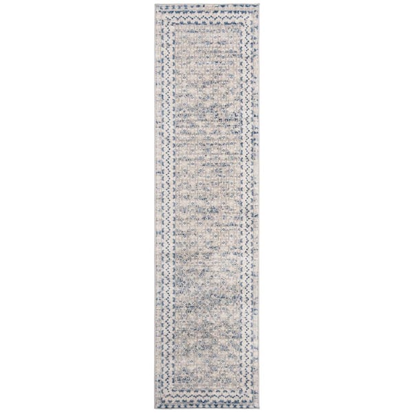 SAFAVIEH Brentwood Light Gray/Blue 2 ft. x 6 ft. Multi-Border Geometric Runner Rug