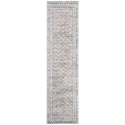Brentwood Light Grey/Blue 2 ft. x 16 ft. Runner Rug