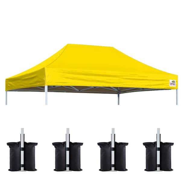 EURMAX USA Pop Up Replacement Canopy, Instant Ez Canopy Top Cover ONLY, Bonus 4PC Pack Canopy Weight Bag( 8 ft. x 12 ft. yellow