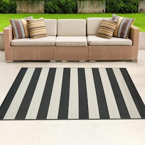 Afuera Yacht Club Onyx-Ivory 2 ft. x 4 ft. Indoor/Outdoor Area Rug