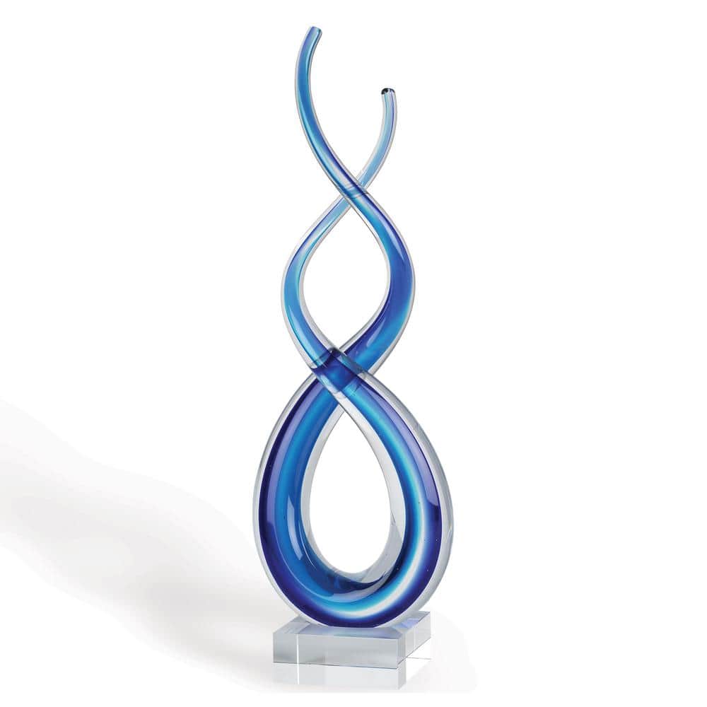 Badash Crystal Touch Of The Blues Murano Style 18 in. H Art