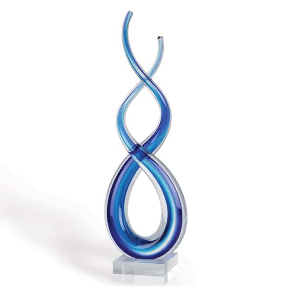 Badash Crystal Touch Of The Blues Murano Style Art Glass 9 in. H Abstract Centerpiece