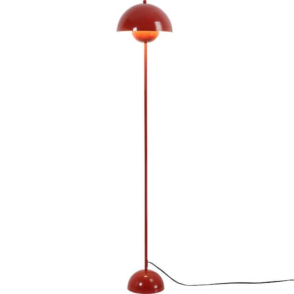 Zompoo Modern 63 in. 1-Light Red LED Dome Reflecting Standard Floor Lamp for Living Room with Metal Shade and Foot Switch