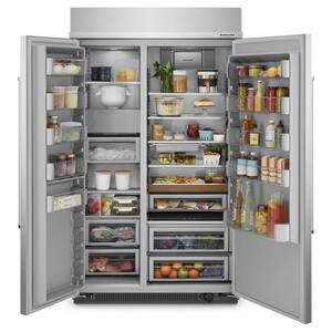48 in. W 30 cu. ft. Built-In Side by Side Refrigerator in Stainless Steel with PrintShield