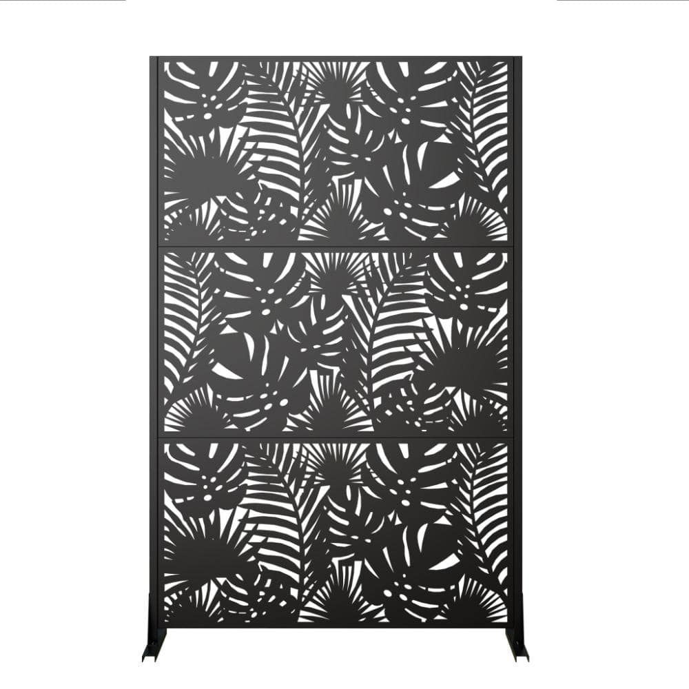 Black 72 in. H x 46 in. W Outdoor Freestanding Metal Privacy Screen, Fence Panels with Stable Base price history on PriceWatchPro