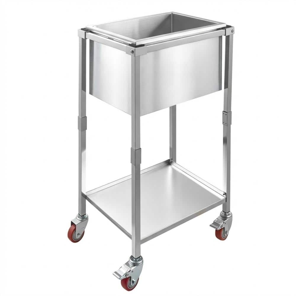 Rolling Ice Chest Cooler Cart, 32.8 Qt Outdoor Beverage Cooler Trolley with Shelf, Wheels, for Patio Parties