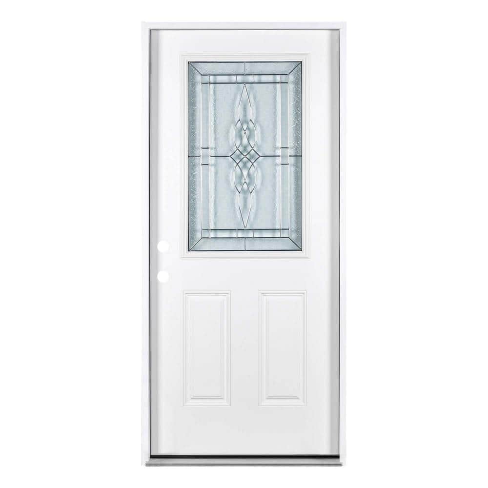 37.5 in. x 81.5 in. Right-Handed Zinc Decorative Glass Alloy Snap-In Pre-Su