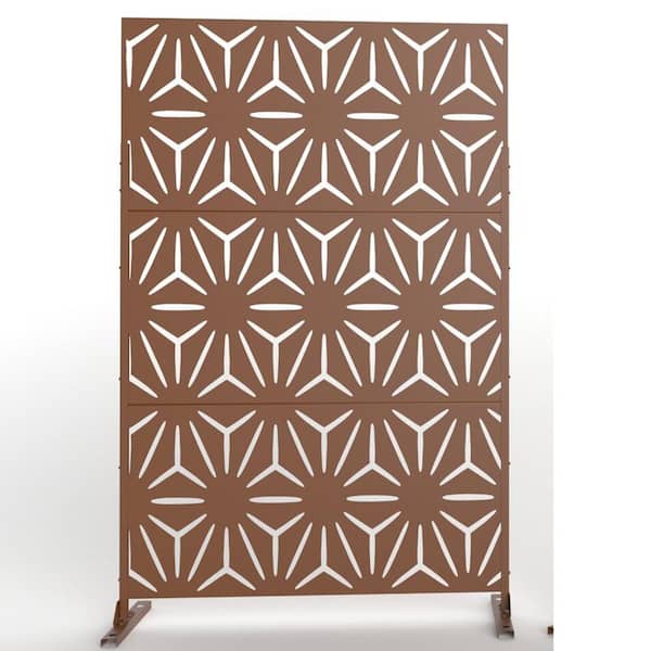 Unbranded 6.33 ft. H x 3.93 ft. W Brown Laser Cut Galvanized Steel Privacy Screen