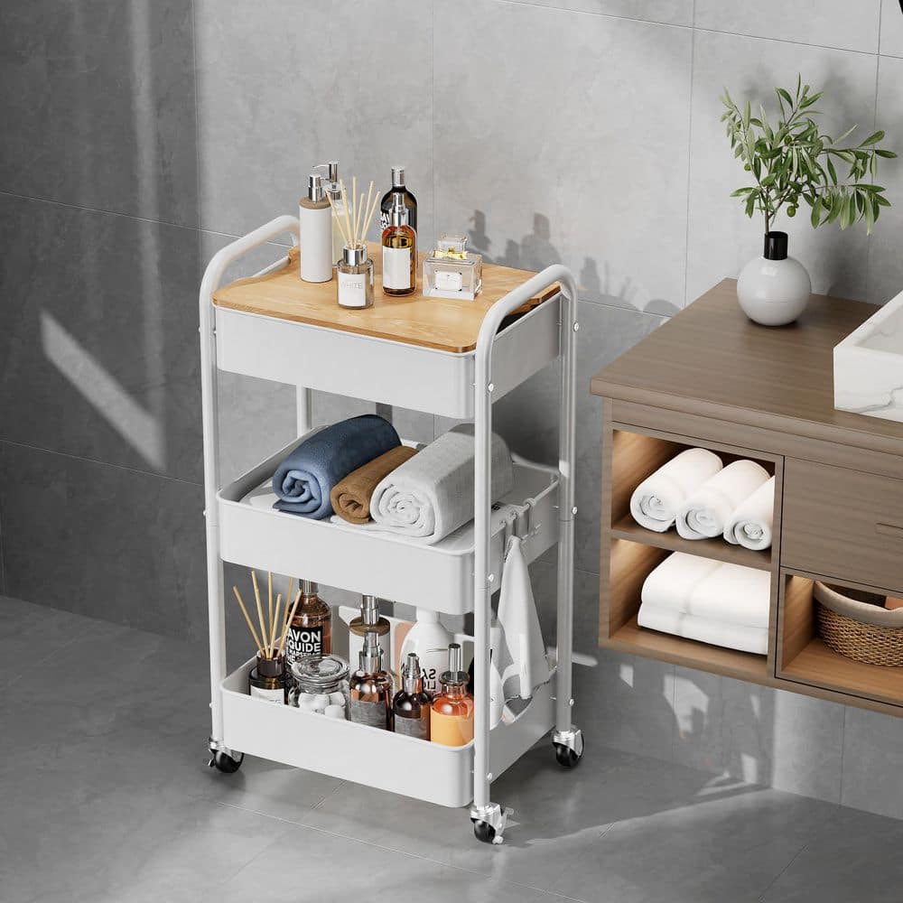 3 TIER METAL Rolling Utility Cart With Wheels Heavy Duty Trolley - View #8