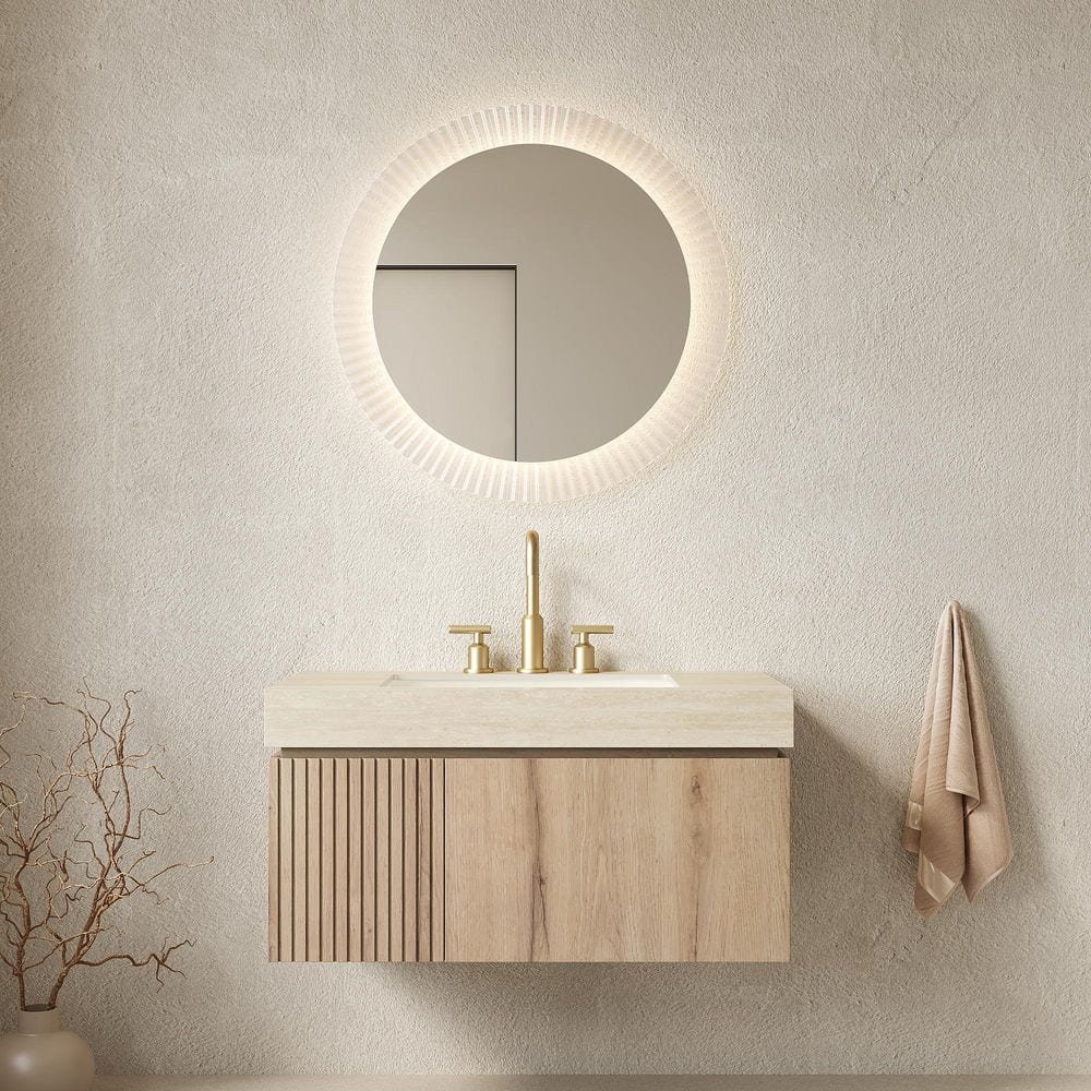 36 in. Floating White Oak Bath Vanity with Beige Ceramic Top price history on PriceWatchPro