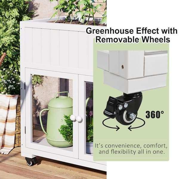 35 in. W x 18 in. D x 37 in. H White Patio Wood Mini Cold Frame