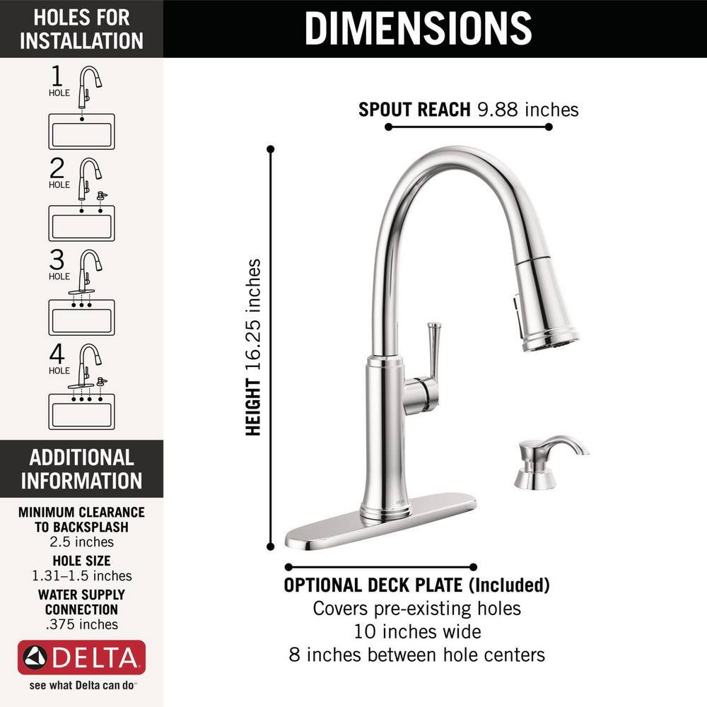 Chrome Single-Handle Pull Down Kitchen Faucet with Soap Dispenser