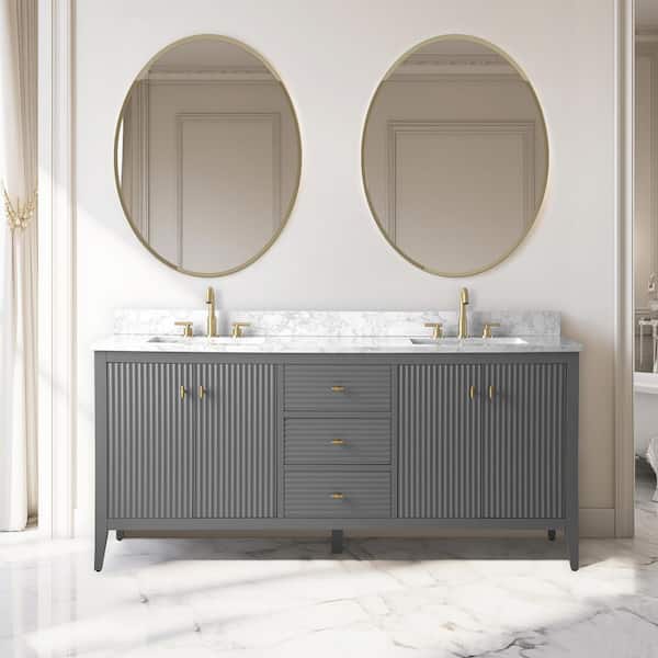 Beaumont Decor Hampton 72-in Gray Bathroom Vanity Cabinet Beaumont Decor Hampton 72-in Gray Bathroom Vanity Cabinet