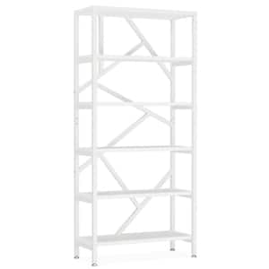 Hamilton 70.9 in. White Wood 6-Shelf Etagere Bookcase with Open Back, 11.8 in. D x 31.5 in. W x 70.87 in. H