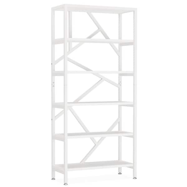 TRIBESIGNS WAY TO ORIGIN Hamilton 70.9 in. White Wood 6-Shelf Etagere Bookcase with Open Back, 11.8 in. D x 31.5 in. W x 70.87 in. H